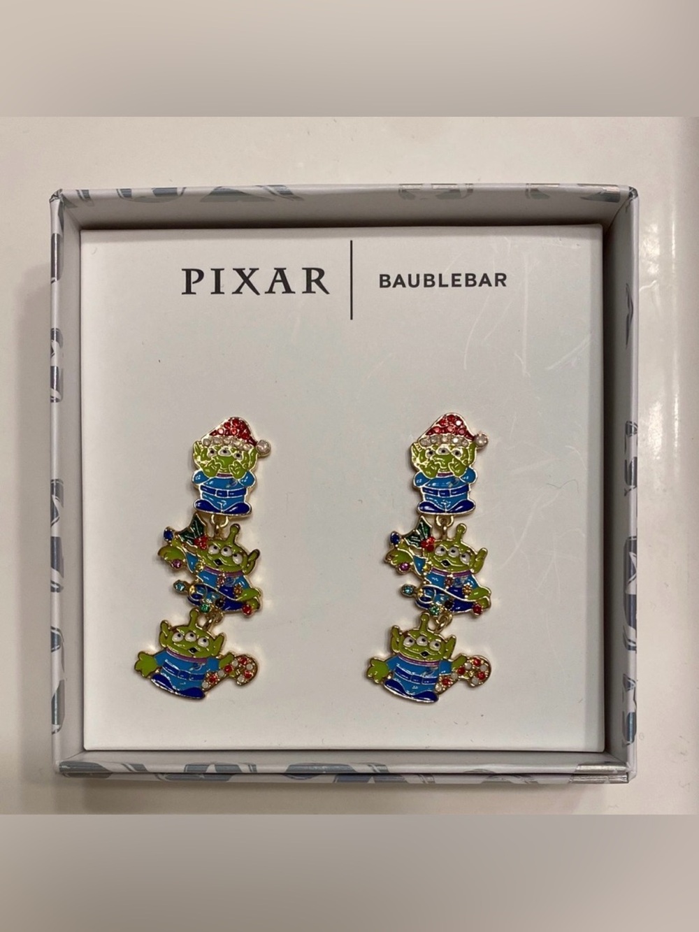 BaubleBar Disney Pixar Toy Story Alien Christmas Dangle Earrings NIB - Picture 1 of 4